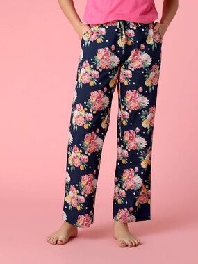 NWT Blue Floral Lightweight Summer Cotton Pajama Pants in a Bag Size Extra Large